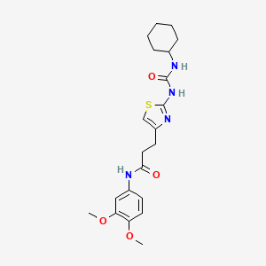 molecular formula C21H28N4O4S B2816447 3-(2-(3-环己基脲基)噻唑-4-基)-N-(3,4-二甲氧基苯基)丙酰胺 CAS No. 1040669-21-3