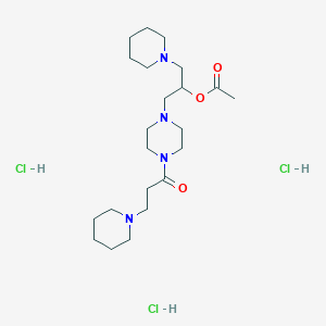 molecular formula C22H43Cl3N4O3 B010001 1-(3-Piperidinopropionyl)-4-(2-acetyloxy-3-piperidinopropyl)piperazine trihydrochloride CAS No. 109377-02-8
