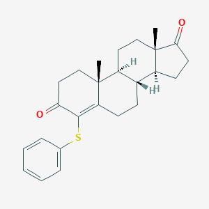 molecular formula C25H30O2S B010038 (8R,9S,10R,13S,14S)-10,13-dimethyl-4-phenylsulfanyl-2,6,7,8,9,11,12,14,15,16-decahydro-1H-cyclopenta[a]phenanthrene-3,17-dione CAS No. 100513-95-9
