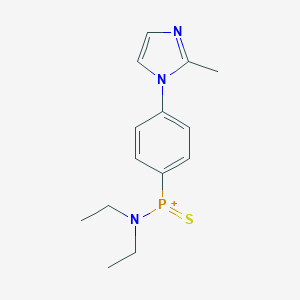 molecular formula C14H19N3PS+ B100689 Diethylamino-[4-(2-methylimidazol-1-yl)phenyl]-sulfanylidenephosphanium CAS No. 16914-02-6