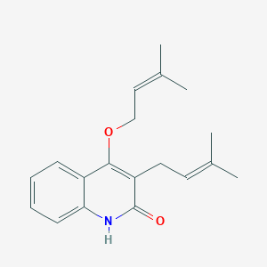 molecular formula C19H23NO2 B100867 2(1H)-Quinolinone, 3-(3-methyl-2-butenyl)-4-[(3-methyl-2-butenyl)oxy]- CAS No. 18118-29-1