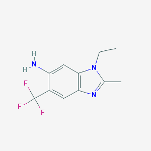 molecular formula C11H12F3N3 B101476 1H-Benzimidazol-6-amine, 1-ethyl-2-methyl-5-(trifluoromethyl)- CAS No. 18018-34-3