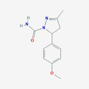 molecular formula C12H15N3O2 B101727 3-(4-Methoxyphenyl)-5-methyl-3,4-dihydropyrazole-2-carboxamide CAS No. 17014-33-4
