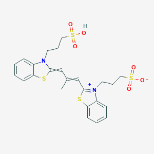 molecular formula C24H25N2O6S4- B101907 Benzothiazolium, 2-[2-methyl-3-[3-(3-sulfopropyl)-2(3H)-benzothiazolylidene]-1-propenyl]-3-(3-sulfopropyl)-, inner salt CAS No. 17701-26-7