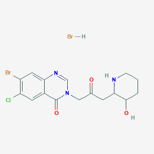 molecular formula C16H18Br2ClN3O3 B102114 7-溴-6-氯-3-[3-(3-羟基-2-哌啶基)-2-氧代丙基]喹唑啉-4(3H)-酮一水合溴化物 CAS No. 17395-31-2