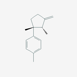 molecular formula C15H20 B102214 Benzene, 1-[(1R,2S)-1,2-dimethyl-3-methylenecyclopentyl]-4-methyl- CAS No. 18452-41-0