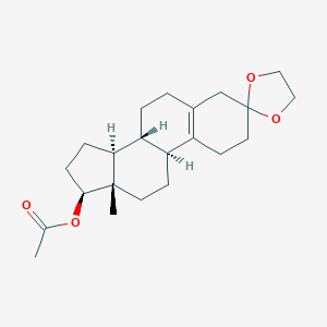 molecular formula C22H32O4 B102339 [(8'R,9'S,13'S,14'S,17'S)-13'-methylspiro[1,3-dioxolane-2,3'-2,4,6,7,8,9,11,12,14,15,16,17-dodecahydro-1H-cyclopenta[a]phenanthrene]-17'-yl] acetate CAS No. 18367-54-9