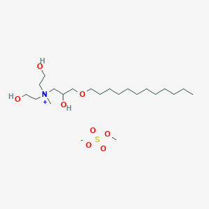 molecular formula C21H47NO8S B102366 (3-(Dodecyloxy)-2-hydroxypropyl)bis(2-hydroxyethyl)methylammonium methyl sulphate CAS No. 18602-17-0