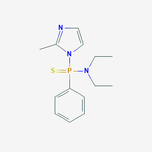 molecular formula C14H20N3PS B102735 l-N,N-Diethyl-P-(2-methylimidazol-1-yl)-P-(phenyl)phosphinothioic amide CAS No. 16914-04-8
