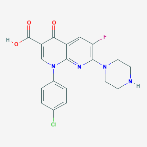 molecular formula C19H16ClFN4O3 B010282 1-(4-Chloro-phenyl)-6-fluoro-4-oxo-7-piperazin-1-YL-1,4-dihydro-[1,8]naphthyridine-3-carboxylic acid CAS No. 100490-28-6