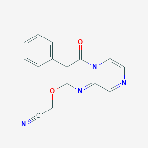 molecular formula C15H10N4O2 B102901 4H-Pyrazino(1,2-a)pyrimidin-4-one, 2-(cyanomethoxy)-3-phenyl- CAS No. 18472-19-0