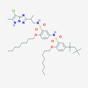 molecular formula C44H69ClN6O6S2 B010301 N-[3-[2-(7-chloro-6-methyl-5H-pyrazolo[1,5-b][1,2,4]triazol-2-yl)propylsulfamoyl]-4-octoxyphenyl]-2-octoxy-5-(2,4,4-trimethylpentan-2-yl)benzenesulfonamide CAS No. 104660-32-4