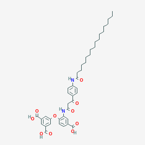 molecular formula C42H52N2O10 B103018 5-[4-Carboxy-2-[[3-[4-(octadecanoylamino)phenyl]-3-oxopropanoyl]amino]phenoxy]benzene-1,3-dicarboxylic acid CAS No. 17725-27-8