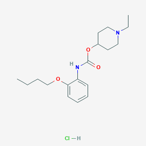molecular formula C18H29ClN2O3 B010325 (1-ethylpiperidin-4-yl) N-(2-butoxyphenyl)carbamate;hydrochloride CAS No. 105383-96-8