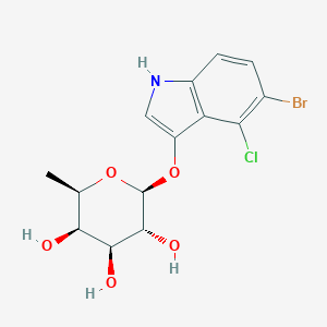 molecular formula C14H15BrClNO5 B103270 (2S,3R,4S,5R,6R)-2-[(5-bromo-4-chloro-1H-indol-3-yl)oxy]-6-methyloxane-3,4,5-triol CAS No. 17016-46-5