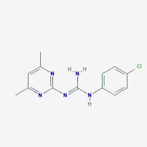 molecular formula C13H14ClN5 B103599 胍，1-(对氯苯基)-3-(4,6-二甲基-2-嘧啶基)- CAS No. 16018-51-2