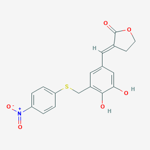 molecular formula C18H15NO6S B010467 Dihydro-3-((3,4-dihydroxy-5-(((4-nitrophenyl)thio)methyl)phenyl)methylene)-2(3H)-furanone CAS No. 107803-27-0