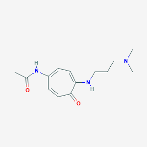molecular formula C14H21N3O2 B104727 Acetamide, N-(4-((3-(dimethylamino)propyl)amino)-5-oxo-1,3,6-cycloheptatrien-1-yl)- CAS No. 15499-15-7