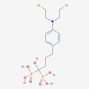 molecular formula C14H23Cl2NO7P2 B010500 4-(4-(Bis(2-chloroethyl)amino)phenyl)-1-hydroxybutane-1,1-bisphosphonic acid CAS No. 104233-81-0