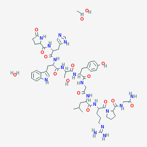 molecular formula C₅₅H₇₅N₁₇O₁₂ (CH₃COOH + H ₂O) B105010 促黄体生成激素释放因子（猪），5-L-苯丙氨酸-，乙酸盐（盐），水合物 CAS No. 52699-48-6
