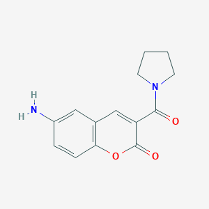 molecular formula C14H14N2O3 B105926 Coumarin, 6-amino-3-(1-pyrrolidinylcarbonyl)- CAS No. 18144-55-3