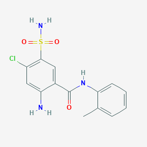 molecular formula C14H14ClN3O3S B106527 2-amino-4-chloro-N-(2-methylphenyl)-5-sulfamoylbenzamide CAS No. 23380-54-3