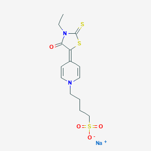 molecular formula C14H17N2NaO4S3 B106576 Sodium;4-[4-(3-ethyl-4-oxo-2-sulfanylidene-1,3-thiazolidin-5-ylidene)pyridin-1-yl]butane-1-sulfonate CAS No. 18056-77-4