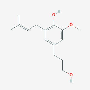 molecular formula C15H22O3 B107446 4-(3-Hydroxypropyl)-2-methoxy-6-(3-methylbut-2-enyl)phenol CAS No. 18523-77-8