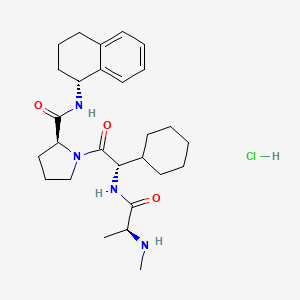 molecular formula C27H41ClN4O3 B10752281 N-Methyl-L-alanyl-(2S)-2-cyclohexylglycyl-N-[(1R)-1,2,3,4-tetrahydro-1-naphthalenyl]-L-prolinamide hydrochloride 