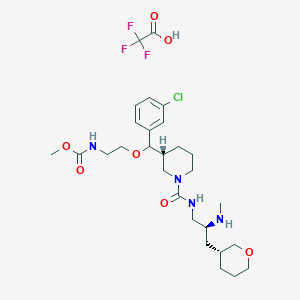 methyl N-[2-[(3-chlorophenyl)-[(3R)-1-[[(2S)-2-(methylamino)-3-[(3R)-oxan-3-yl]propyl]carbamoyl]piperidin-3-yl]methoxy]ethyl]carbamate;2,2,2-trifluoroacetic acid