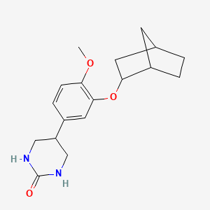 molecular formula C18H24N2O3 B10752350 5-[3-(2-bicyclo[2.2.1]heptanyloxy)-4-methoxyphenyl]-1,3-diazinan-2-one 