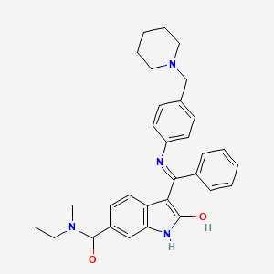 (Z)-N-Ethyl-N-methyl-2-oxo-3-(phenyl((4-(piperidin-1-ylmethyl)phenyl)amino)methylene)indoline-6-carboxamide