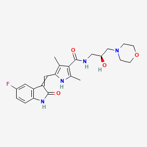 molecular formula C23H27FN4O4 B10752407 5-[(5-fluoro-2-oxo-1H-indol-3-ylidene)methyl]-N-[(2S)-2-hydroxy-3-morpholin-4-ylpropyl]-2,4-dimethyl-1H-pyrrole-3-carboxamide 