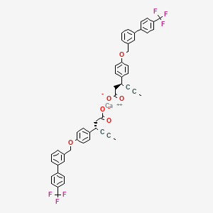 molecular formula C52H40CaF6O6 B10752490 calcium;(3S)-3-[4-[[3-[4-(trifluoromethyl)phenyl]phenyl]methoxy]phenyl]hex-4-ynoate 