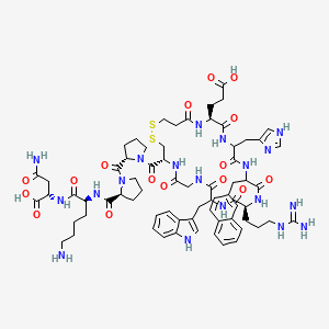 molecular formula C69H91N19O16S2 B10752552 deamino-Cys(1)-Glu-DL-His-DL-2Nal-Arg-DL-Trp-Gly-Cys(1)-Pro-Pro-Lys-Asn-OH 