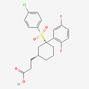 molecular formula C21H21ClF2O4S B10752618 3-[(1R,3R)-3-(4-chlorophenyl)sulfonyl-3-(2,5-difluorophenyl)cyclohexyl]propanoic acid 