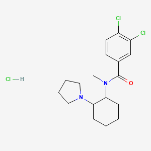 molecular formula C18H25Cl3N2O B10752639 3,4-dichloro-N-methyl-N-(2-pyrrolidin-1-ylcyclohexyl)benzamide;hydrochloride 