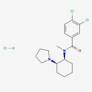 molecular formula C18H25Cl3N2O B10752673 3,4-dichloro-N-methyl-N-[(1S,2R)-2-pyrrolidin-1-ylcyclohexyl]benzamide;hydrochloride 