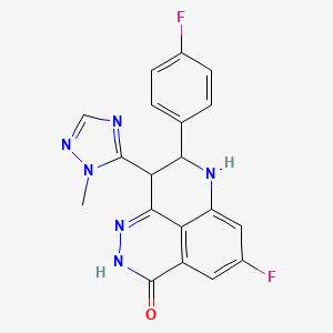 molecular formula C19H14F2N6O B10752687 5-Fluoro-8-(4-fluorophenyl)-9-(1-methyl-1H-1,2,4-triazol-5-yl)-8,9-dihydro-2H-pyrido[4,3,2-de]phthalazin-3(7H)-one 