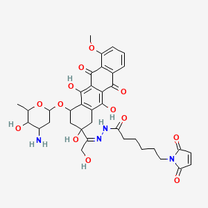 molecular formula C37H42N4O13 B10752771 N-[(Z)-[1-[4-(4-amino-5-hydroxy-6-methyloxan-2-yl)oxy-2,5,12-trihydroxy-7-methoxy-6,11-dioxo-3,4-dihydro-1H-tetracen-2-yl]-2-hydroxyethylidene]amino]-6-(2,5-dioxopyrrol-1-yl)hexanamide 