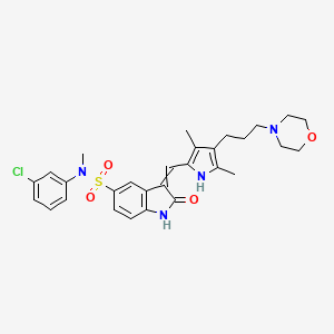 molecular formula C29H33ClN4O4S B10752943 N-(3-chlorophenyl)-3-[[3,5-dimethyl-4-(3-morpholin-4-ylpropyl)-1H-pyrrol-2-yl]methylidene]-N-methyl-2-oxo-1H-indole-5-sulfonamide 