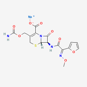 sodium;(6S,7R)-3-(carbamoyloxymethyl)-7-[[(2E)-2-(furan-2-yl)-2-methoxyiminoacetyl]amino]-8-oxo-5-thia-1-azabicyclo[4.2.0]oct-2-ene-2-carboxylate