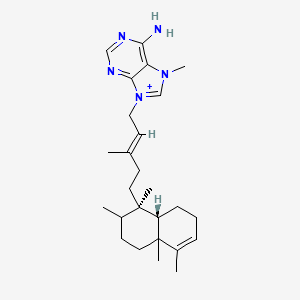 molecular formula C26H40N5+ B10753959 9-[(E)-5-[(1R,8aS)-1,2,4a,5-tetramethyl-2,3,4,7,8,8a-hexahydronaphthalen-1-yl]-3-methylpent-2-enyl]-7-methylpurin-9-ium-6-amine 