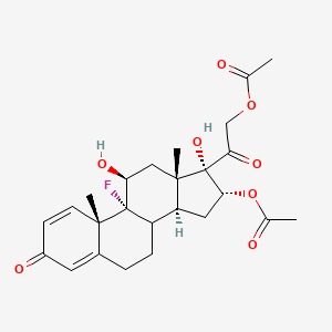 molecular formula C25H31FO8 B10754048 [2-[(8S,9R,10S,11S,13S,14S,16R,17S)-16-acetoxy-9-fluoro-11,17-dihydroxy-10,13-dimethyl-3-oxo-6,7,8,11,12,14,15,16-octahydrocyclopenta[a]phenanthren-17-yl]-2-oxo-ethyl] acetate 