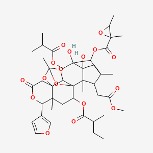 [17-(Furan-3-yl)-3,7-dihydroxy-22-(2-methoxy-2-oxoethyl)-2,5,11,18-tetramethyl-20-(2-methylbutanoyloxy)-8-(2-methylpropanoyloxy)-15-oxo-10,12,16,21-tetraoxaheptacyclo[9.9.1.12,5.01,9.03,7.09,13.013,18]docosan-6-yl] 2,3-dimethyloxirane-2-carboxylate