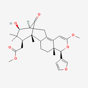 molecular formula C28H36O7 B10754240 methyl 2-[(1R,5R,6R,13S,14S,16S)-6-(furan-3-yl)-14-hydroxy-8-methoxy-1,5,15,15-tetramethyl-17-oxo-7-oxatetracyclo[11.3.1.02,11.05,10]heptadeca-8,10-dien-16-yl]acetate 