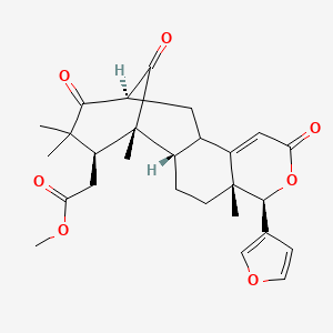 molecular formula C27H32O7 B10754329 methyl 2-[(1R,2S,5R,6R,13S,16S)-6-(furan-3-yl)-1,5,15,15-tetramethyl-8,14,17-trioxo-7-oxatetracyclo[11.3.1.02,11.05,10]heptadec-9-en-16-yl]acetate 