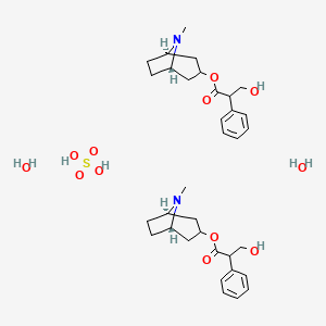 [(1S,5R)-8-methyl-8-azabicyclo[3.2.1]octan-3-yl] 3-hydroxy-2-phenylpropanoate;sulfuric acid;dihydrate