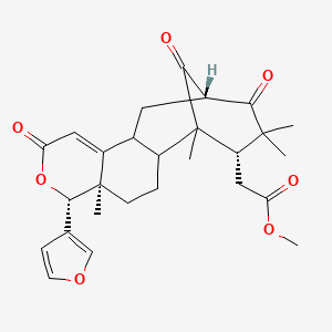 molecular formula C27H32O7 B10754345 Methyl 2-[(5R,6R,13S,16S)-6-(furan-3-yl)-1,5,15,15-tetramethyl-8,14,17-trioxo-7-oxatetracyclo[11.3.1.02,11.05,10]heptadec-9-en-16-yl]acetate 