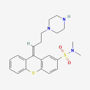 molecular formula C22H27N3O2S2 B10754380 Thioxanthene-2-sulfonamide, N,N-dimethyl-9-(3-(1-piperazinyl)propylidene)-, (Z)- CAS No. 47623-22-3